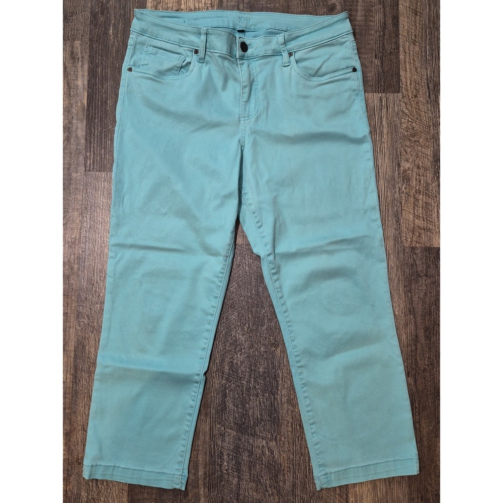 Kut From the Kloth Amy Eco Crop Straight Leg Capri Jean Cyan Blue SIZE 12